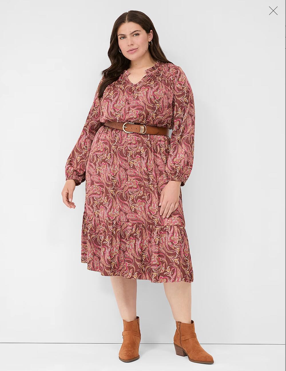 LANE BRYANT NWT Ruffle Trim Tiered Mid Dress // 22